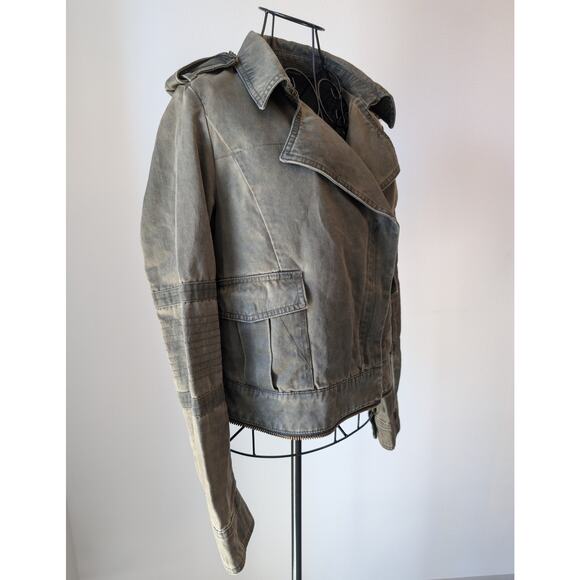 Zadig & Voltaire Klara Asymmetrical Green Cotton Military Jacket Womens Medium - Picture 5 of 13